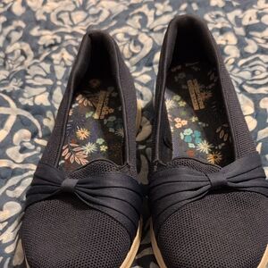 Skechers Women's Dark Blue Flats with Bow Detail